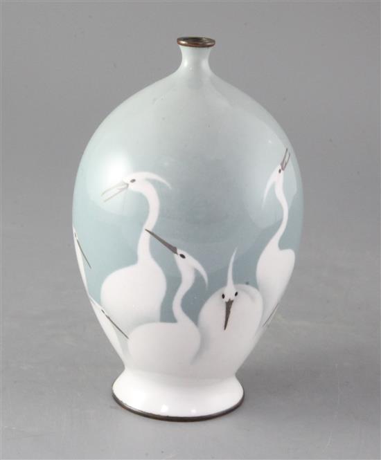 A Japanese musen and silver wire cloisonne vase, by Hattori Tadasaburo, c.1900, height 19.5cm
